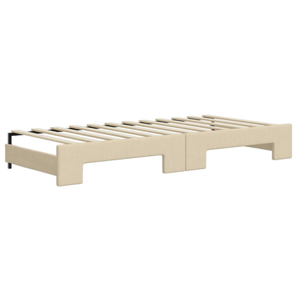 daybed med udtræk og madras 80x200 cm stof cremefarvet