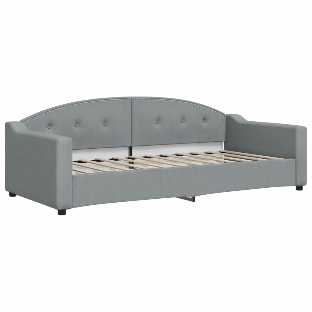 daybed med udtræk og madras 90x200 cm stof lysegrå