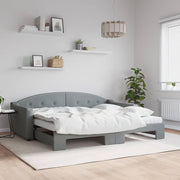 daybed med udtræk og madras 90x200 cm stof lysegrå