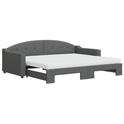 daybed med udtræk og madras 90x200 cm stof mørkegrå