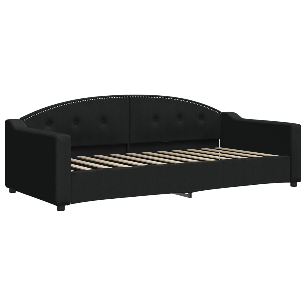 daybed med udtræk og madras 90x200 cm stof sort