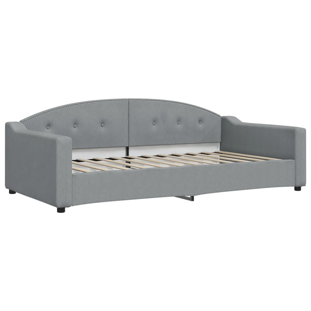 daybed med udtræk og madras 100x200 cm stof lysegrå