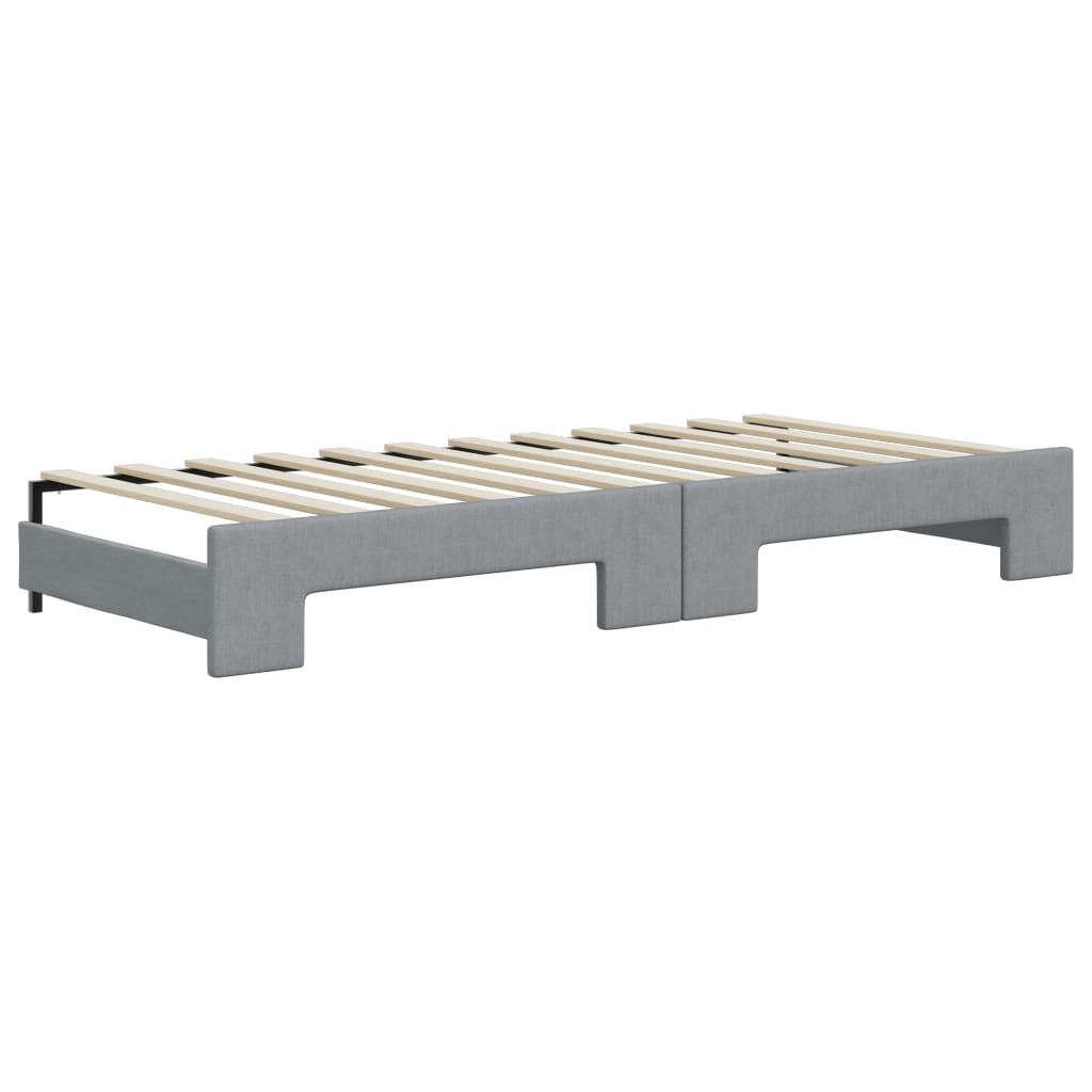 daybed med udtræk og madras 100x200 cm stof lysegrå