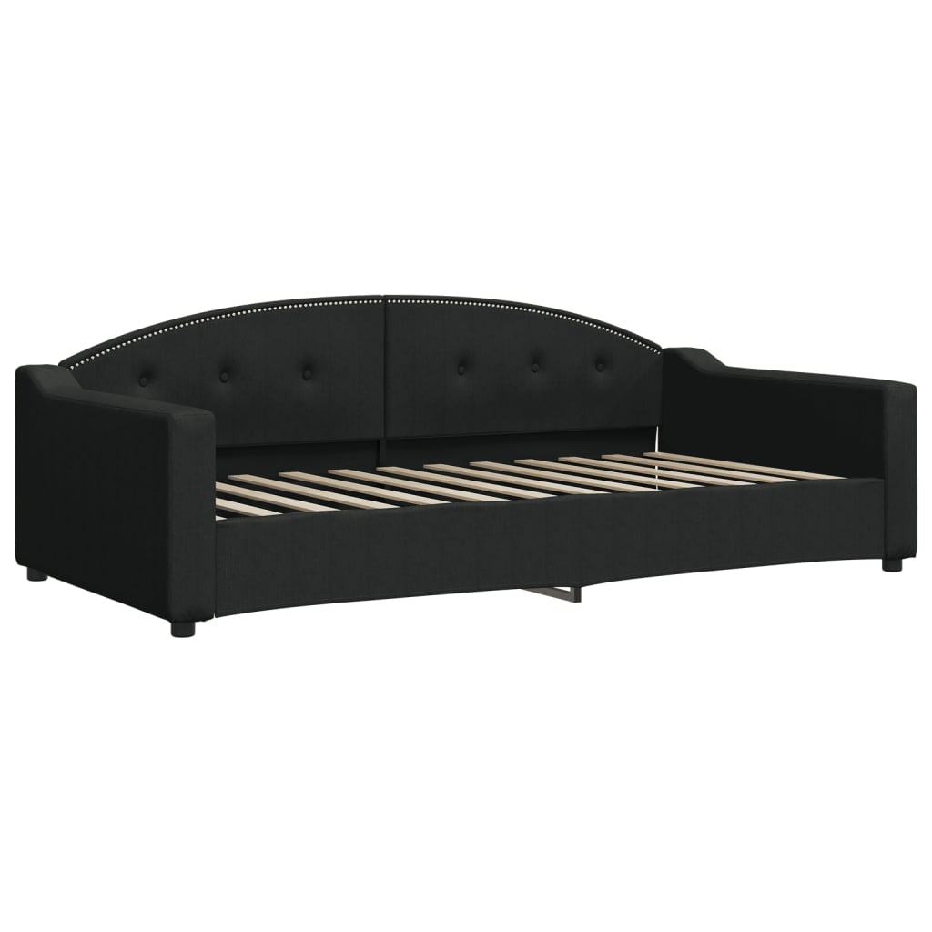 daybed med udtræk og madras 100x200 cm stof sort