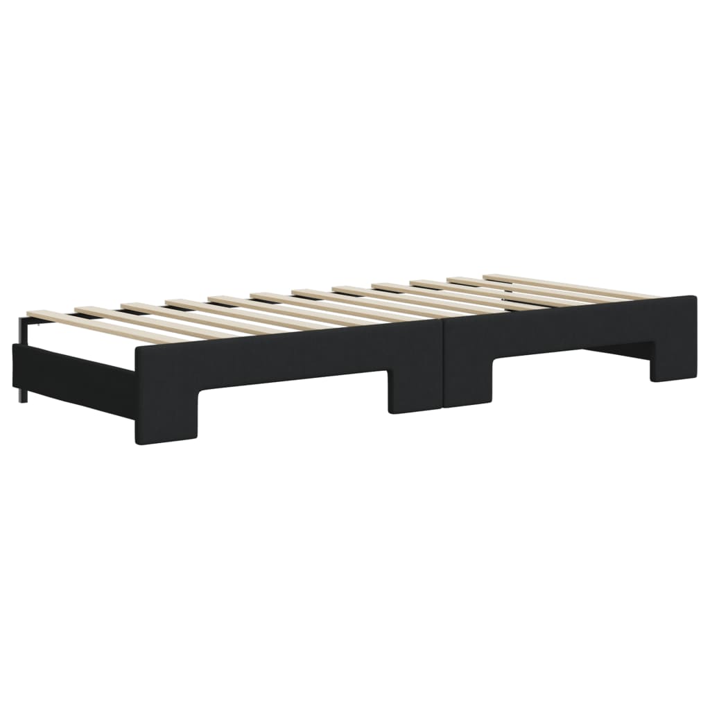 daybed med udtræk og madras 100x200 cm stof sort
