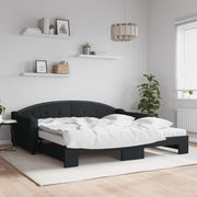 daybed med udtræk og madras 100x200 cm stof sort