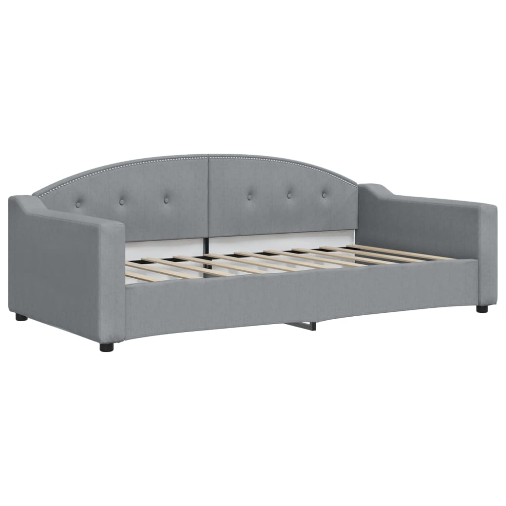 daybed med udtræk og madras 90x190 cm stof lysegrå