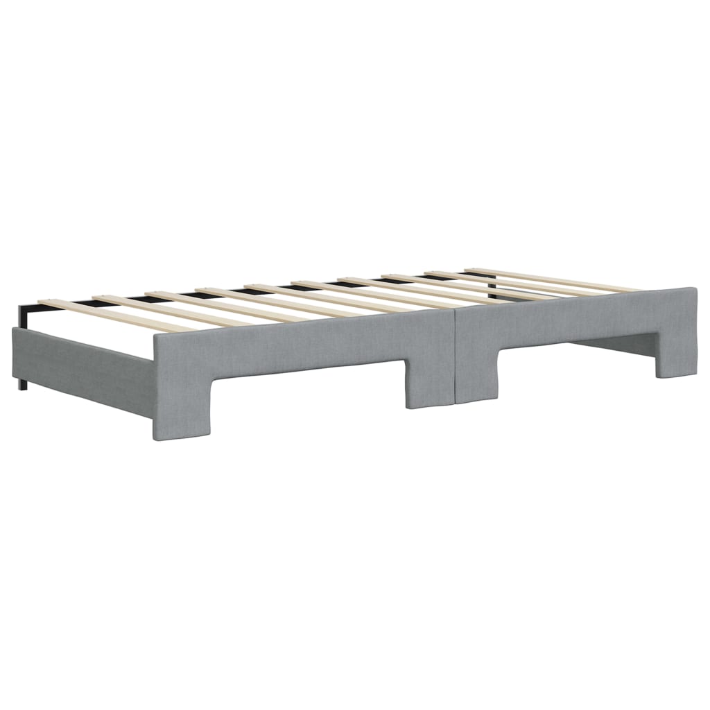 daybed med udtræk og madras 90x190 cm stof lysegrå