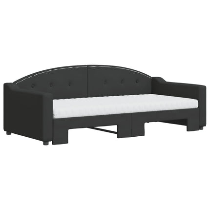 daybed med udtræk og madras 90x190 cm stof sort