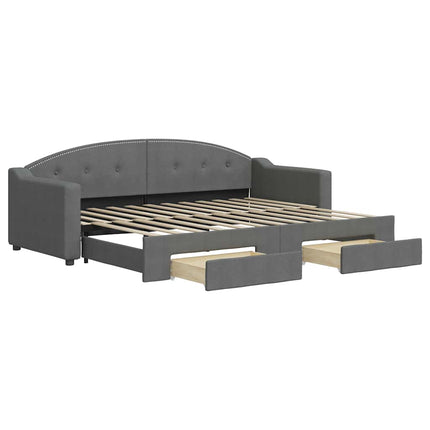 daybed med udtræk og skuffer 80x200 cm stof mørkegrå