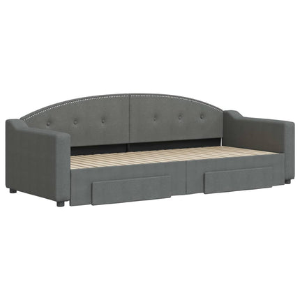 daybed med udtræk og skuffer 80x200 cm stof mørkegrå