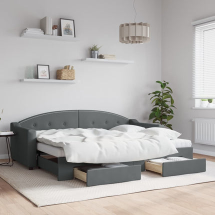 daybed med udtræk og skuffer 80x200 cm stof mørkegrå