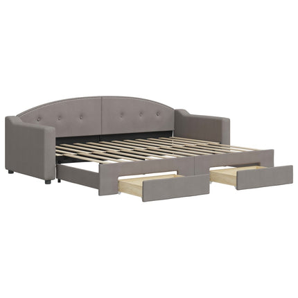 daybed med udtræk og skuffer 80x200 cm stof gråbrun