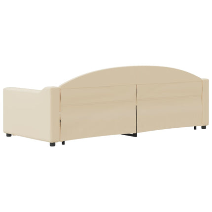 daybed med udtræk og skuffer 80x200 cm stof cremefarvet