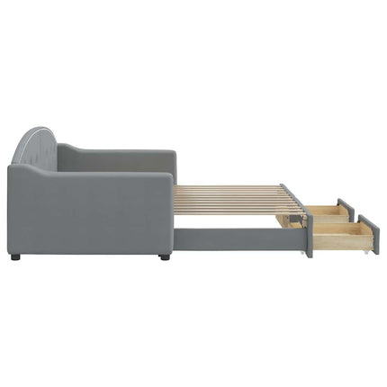 daybed med udtræk og skuffer 90x200 cm stof lysegrå