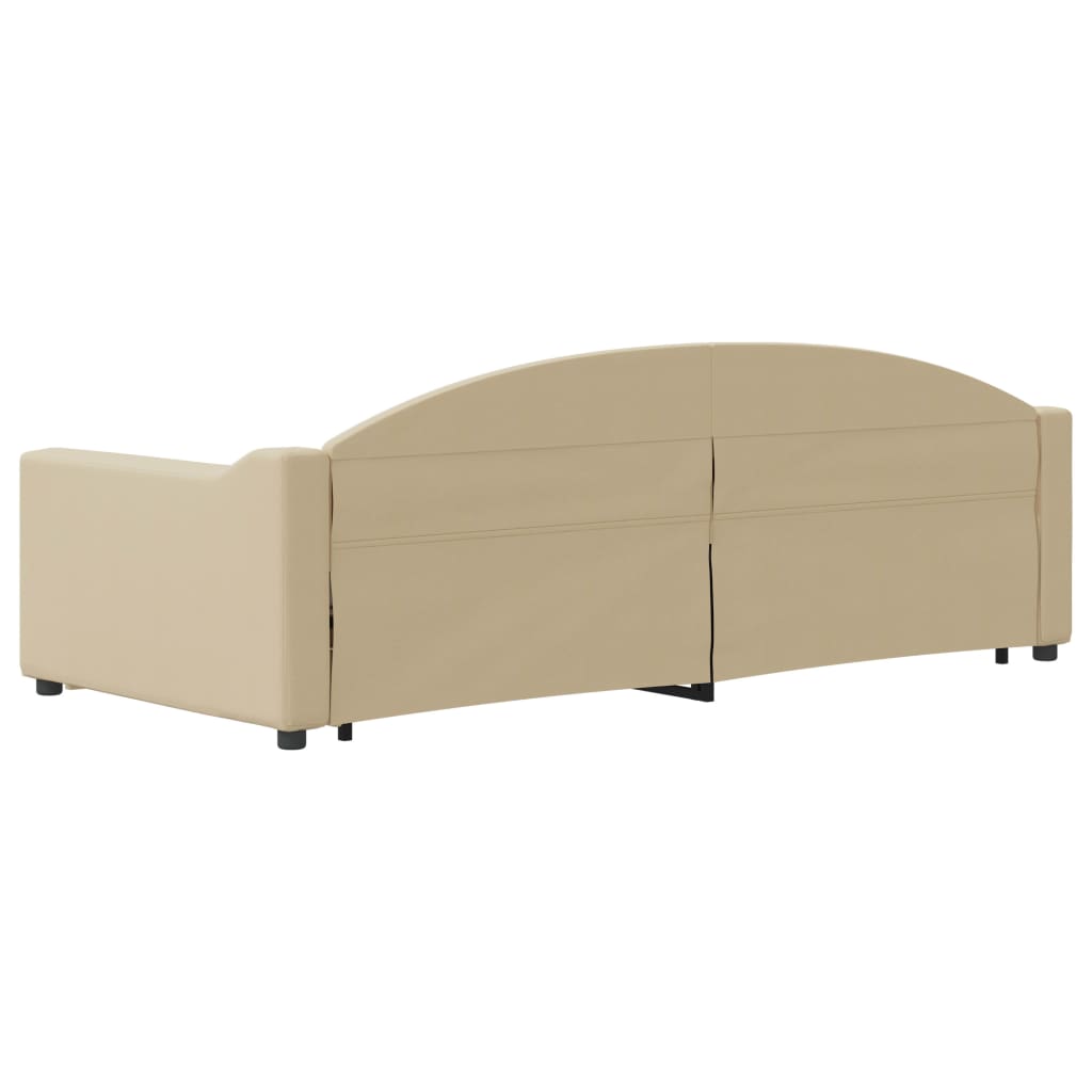 daybed med udtræk og skuffer 90x200 cm stof cremefarvet