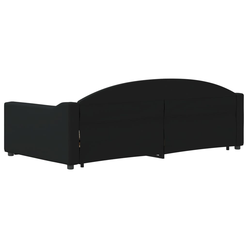 daybed med udtræk og skuffer 100x200 cm stof sort