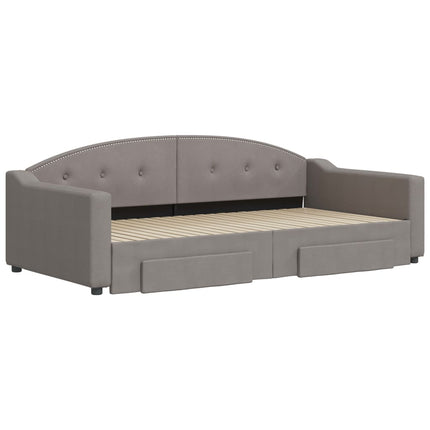 daybed med udtræk og skuffer 100x200 cm stof gråbrun