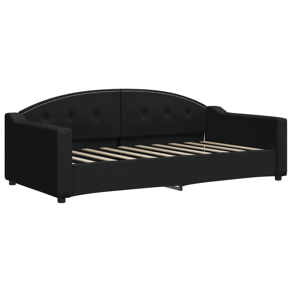 daybed med udtræk og skuffer 90x190 cm stof sort
