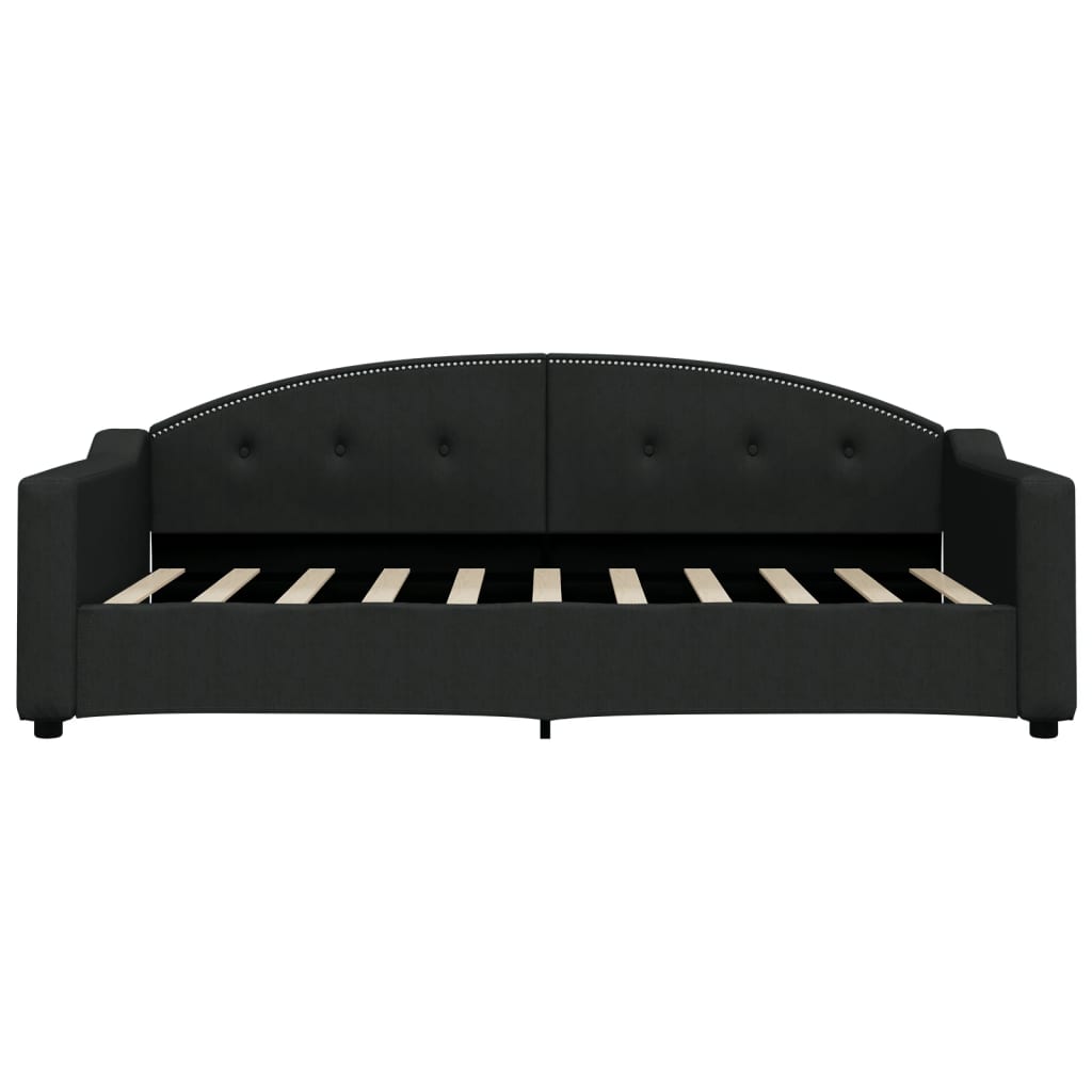 daybed med udtræk og skuffer 90x190 cm stof sort