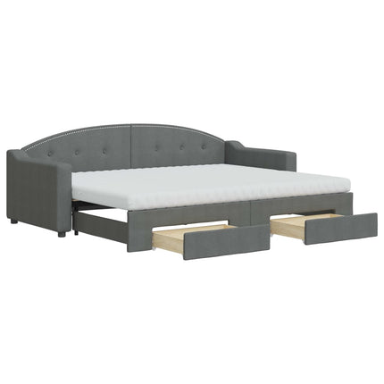daybed med udtræk og skuffer 80x200 cm stof mørkegrå