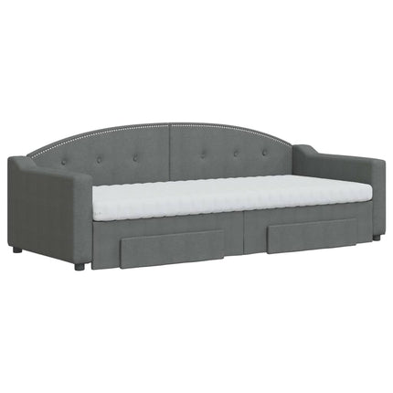 daybed med udtræk og skuffer 80x200 cm stof mørkegrå