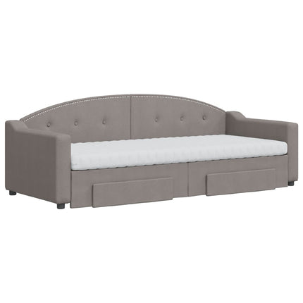 daybed med udtræk og skuffer 80x200 cm stof gråbrun