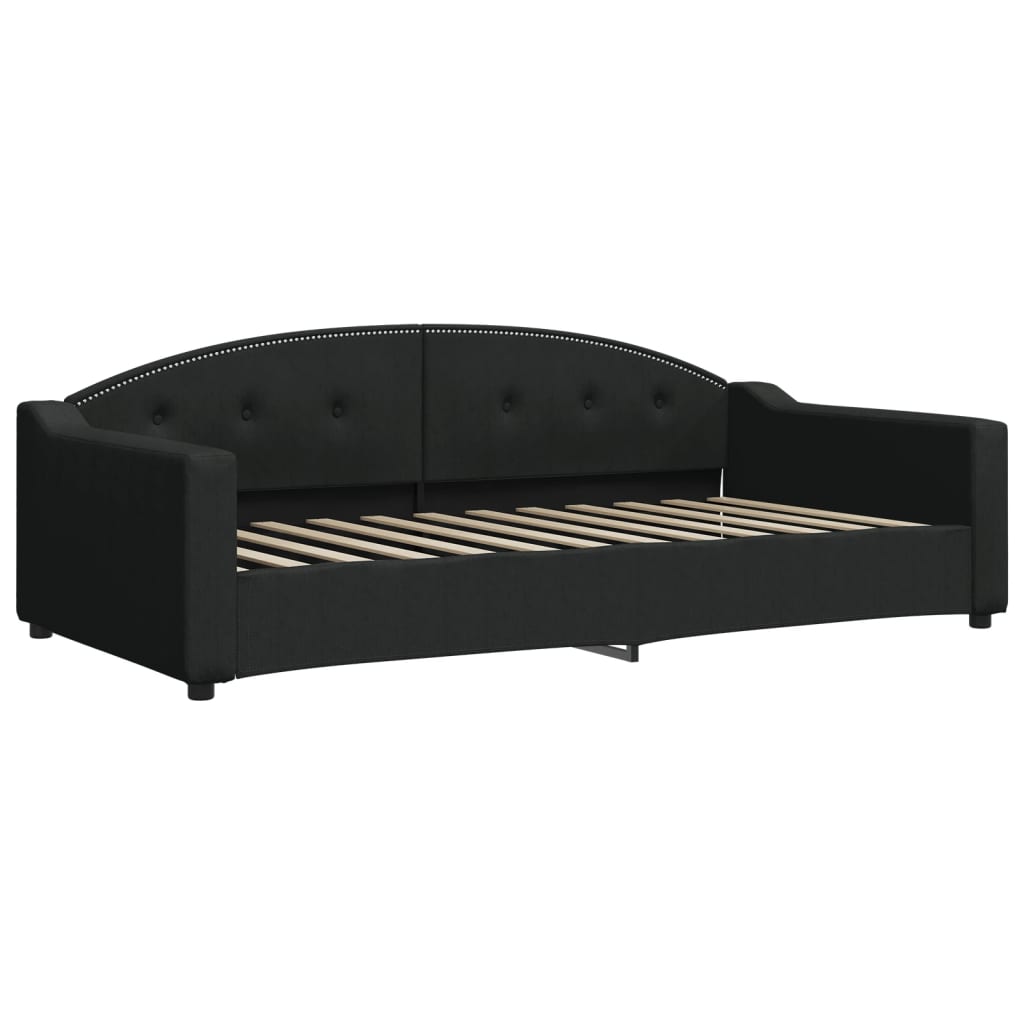 daybed med udtræk og skuffer 100x200 cm stof sort