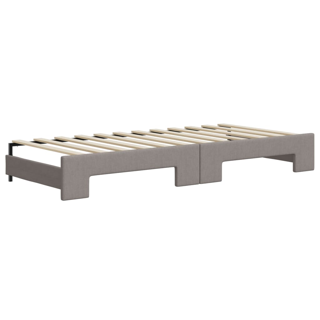 daybed med udtræk og skuffer 100x200 cm stof gråbrun