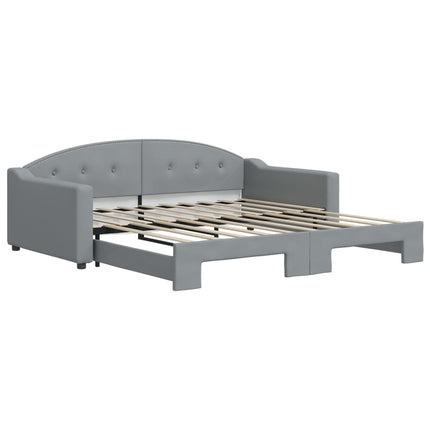 daybed med udtræk 100x190 cm stof lysegrå