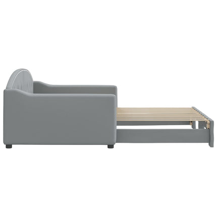 daybed med udtræk 100x190 cm stof lysegrå
