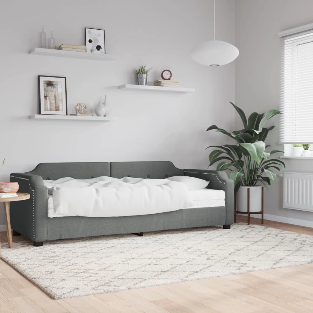 Daybed med madras 80×200 cm - stof, mørkegrå