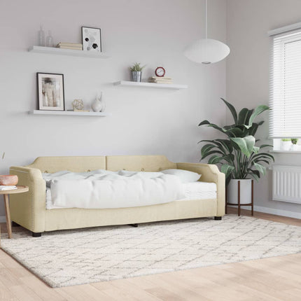 daybed med madras 80x200 cm stof cremefarvet