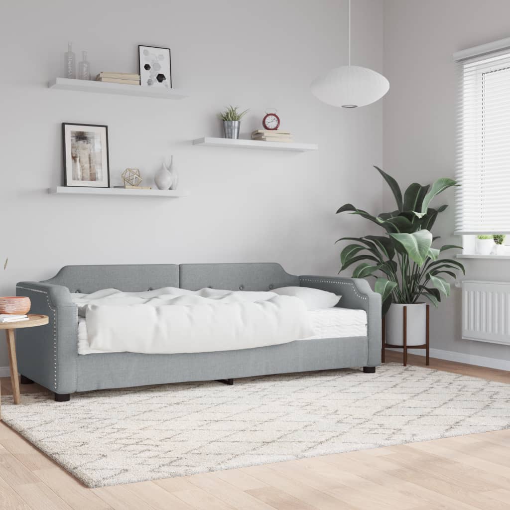 daybed med madras 90x200 cm stof lysegrå billede
