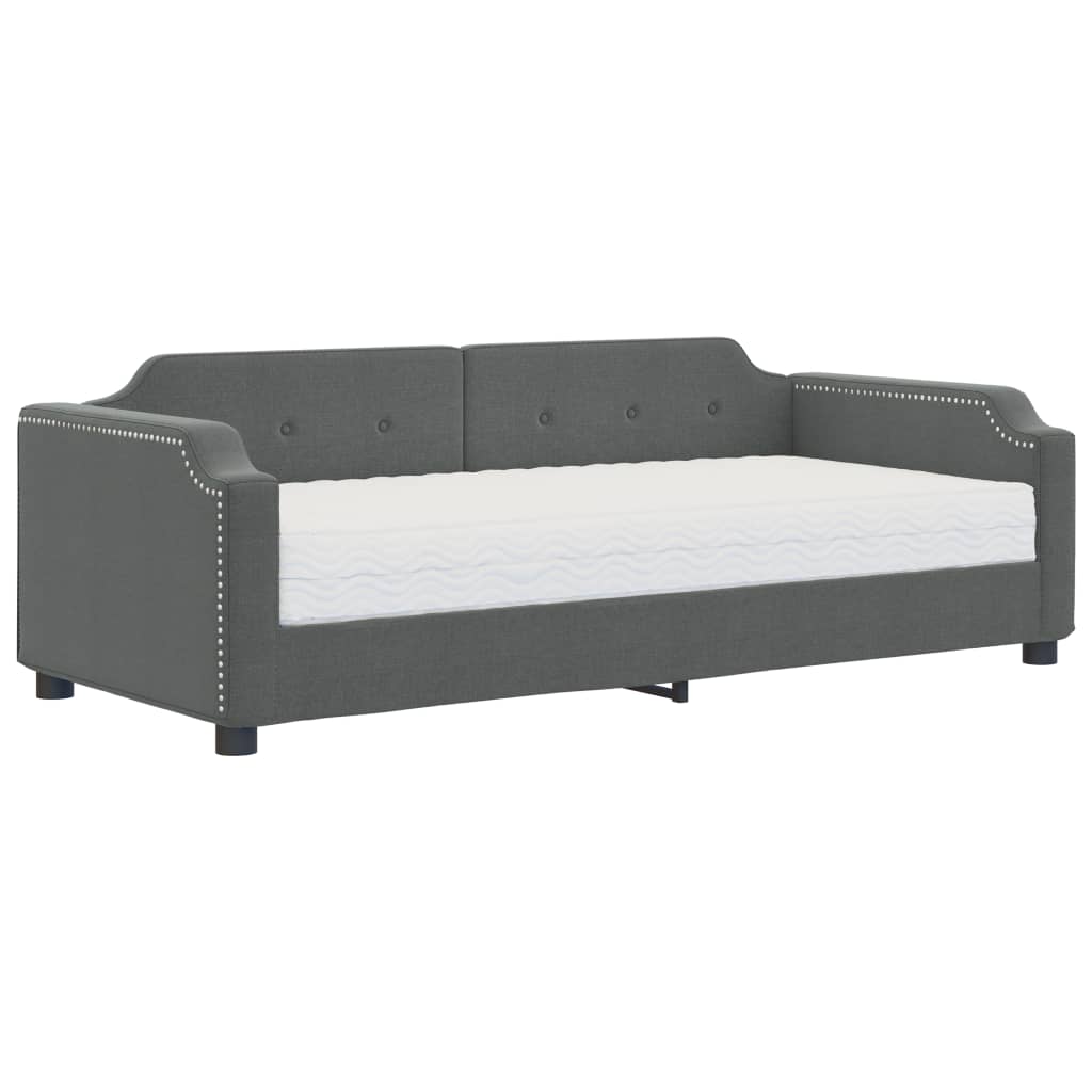 daybed med madras 90x200 cm stof mørkegrå
