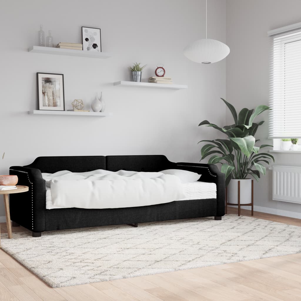 daybed med madras 90x200 cm stof sort