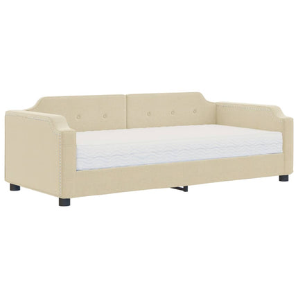 daybed med madras 90x200 cm stof cremefarvet