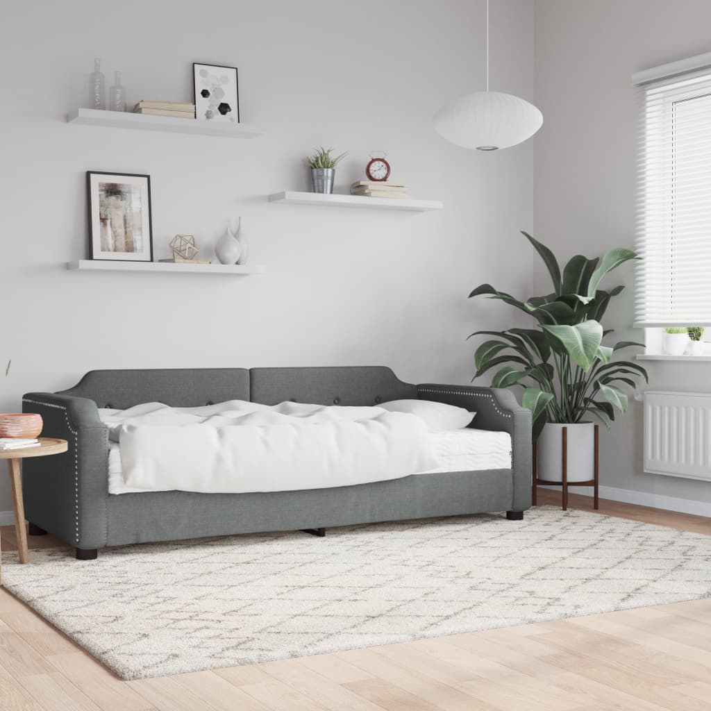 daybed med madras 100x200 cm stof mørkegrå billede