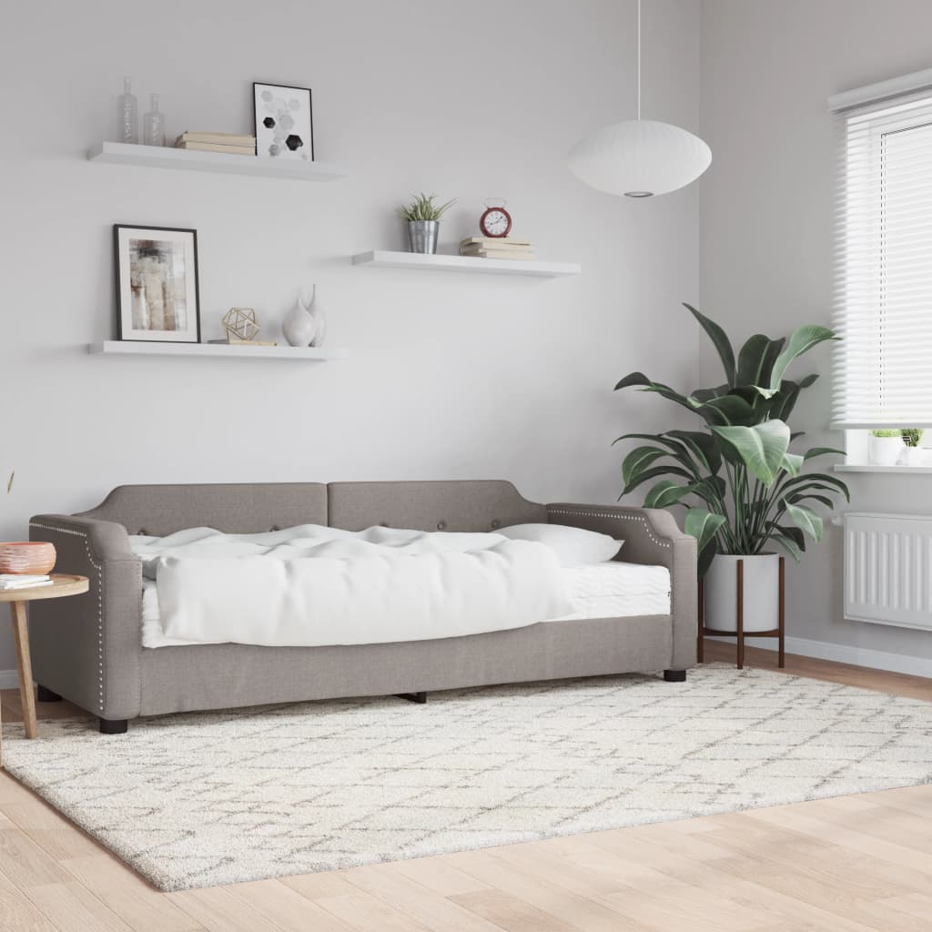 daybed med madras 100x200 cm stof gråbrun