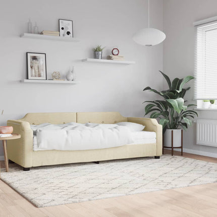 daybed med madras 100x200 cm stof cremefarvet