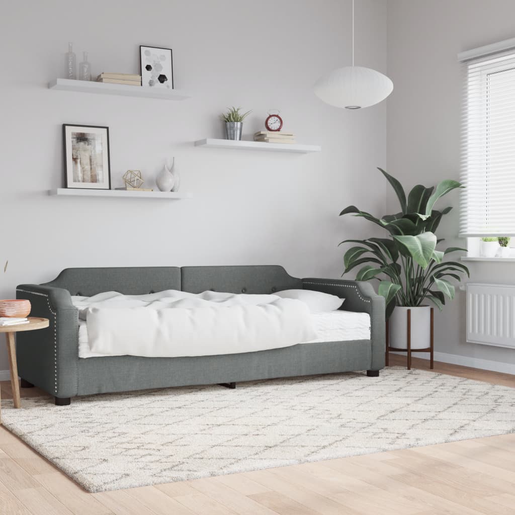 daybed med madras 90x190 cm stof mørkegrå