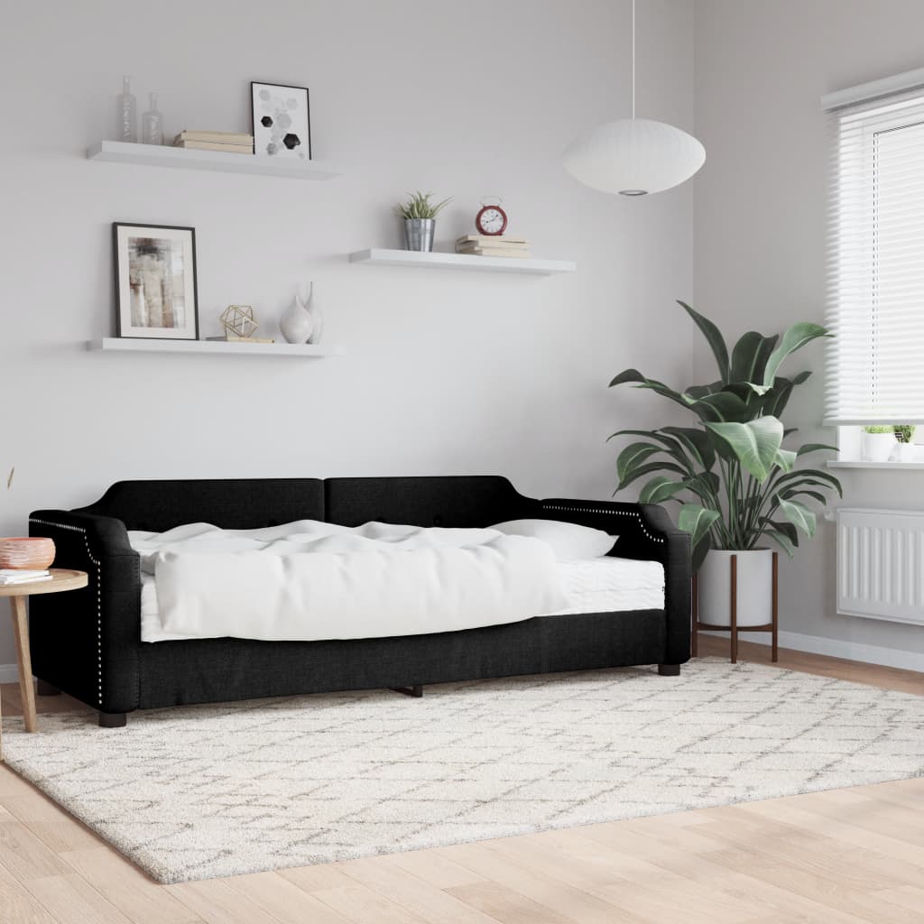 daybed med madras 90x190 cm stof sort