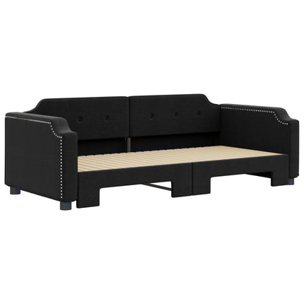 daybed med udtræk 80x200 cm stof sort