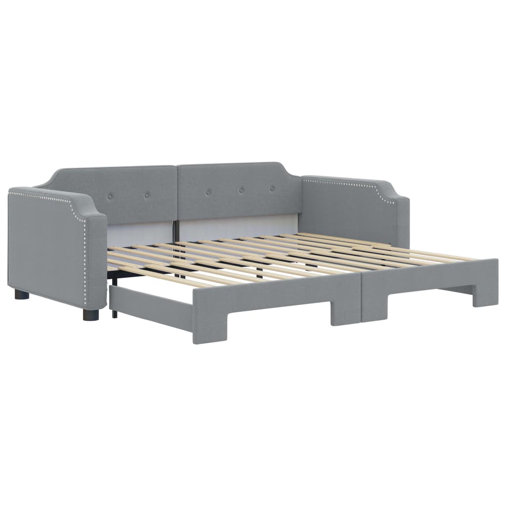 daybed med udtræk 90x200 cm stof lysegrå
