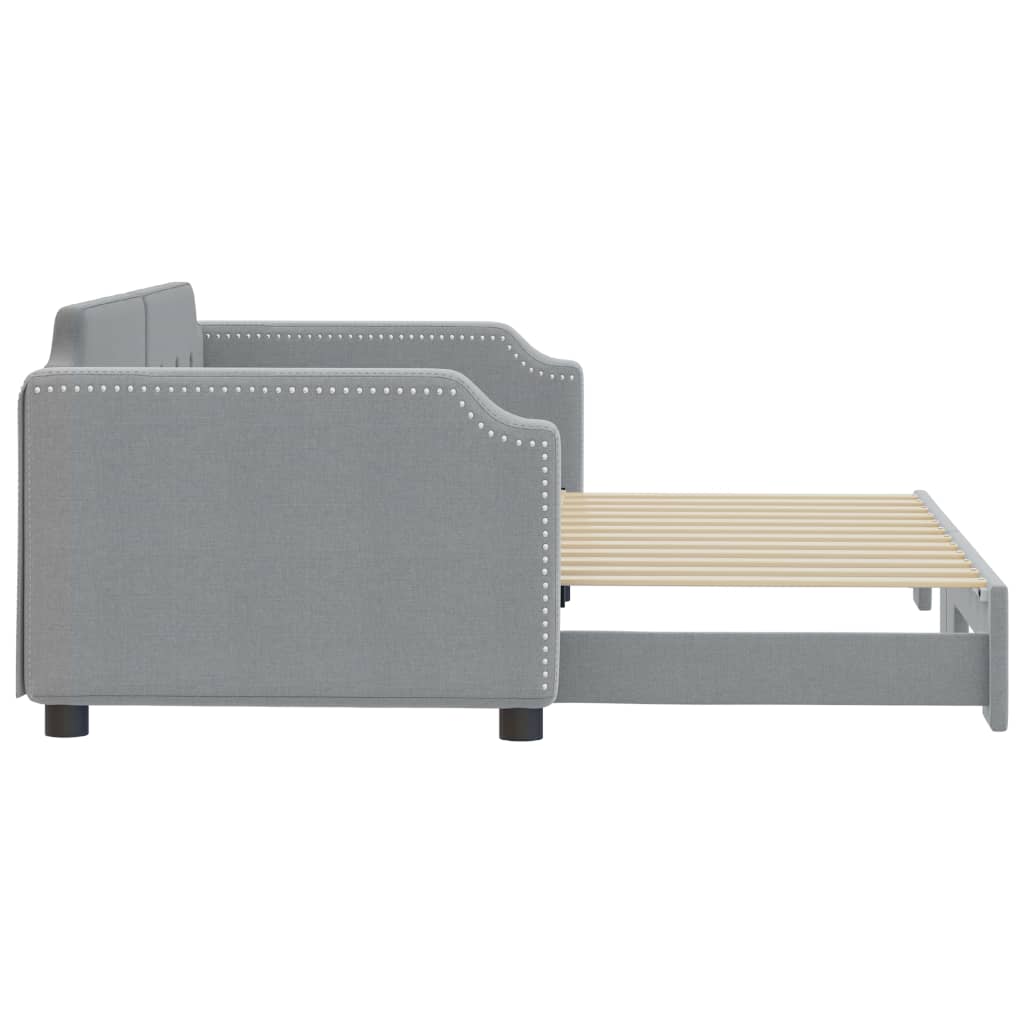 daybed med udtræk 90x200 cm stof lysegrå