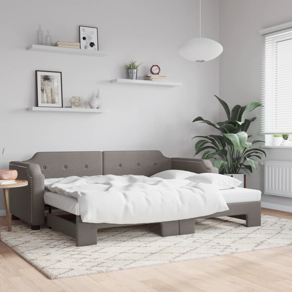 daybed med udtræk 90x200 cm stof gråbrun