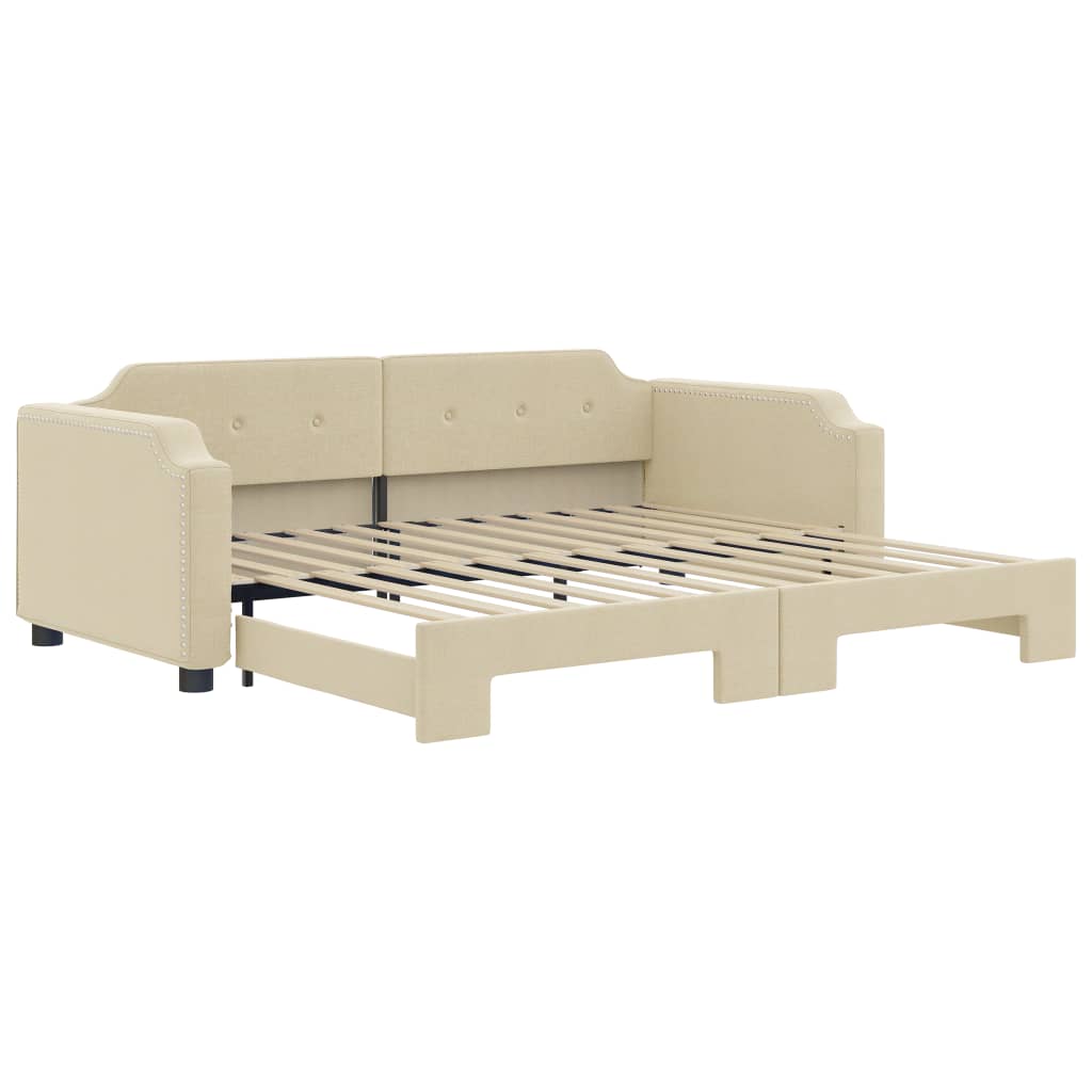 daybed med udtræk 90x200 cm stof cremefarvet