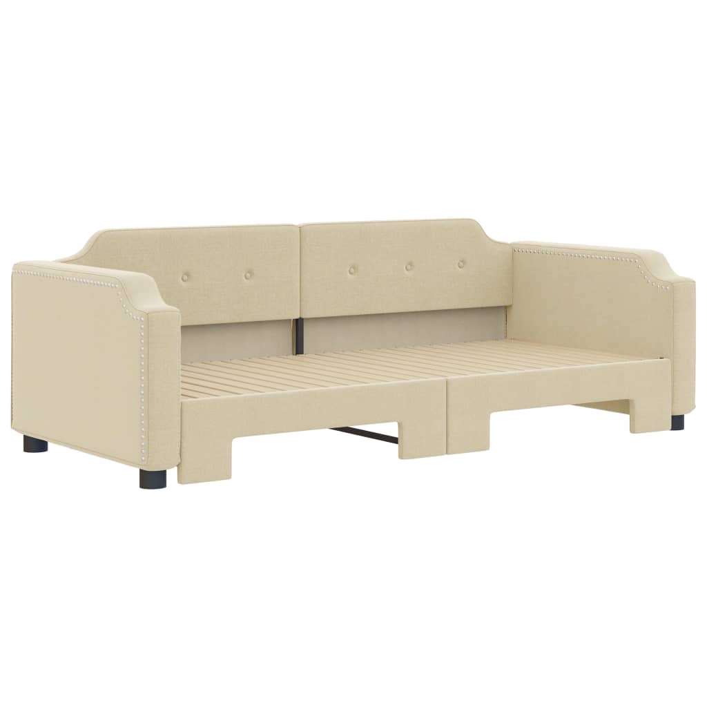 daybed med udtræk 90x200 cm stof cremefarvet