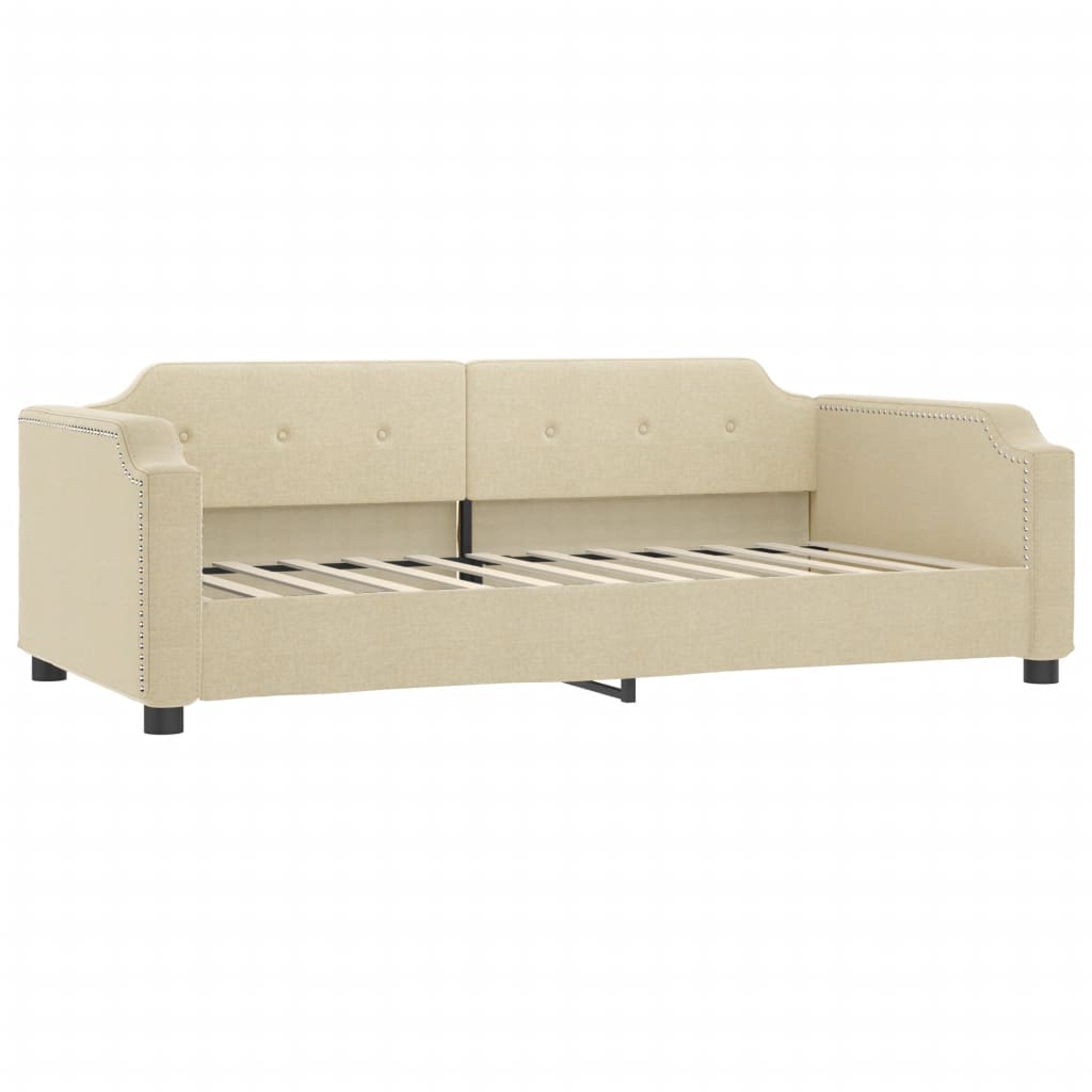 daybed med udtræk 90x200 cm stof cremefarvet