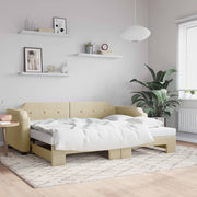 daybed med udtræk 90x200 cm stof cremefarvet